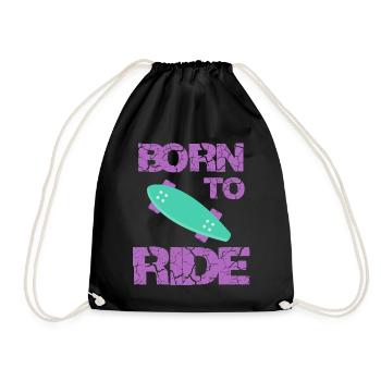 born to ride born to ride skateboard skateboard - Drawstring Bag - black - Front