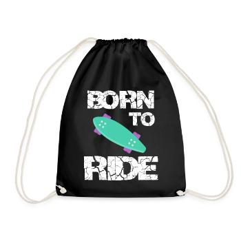born to ride born to ride skateboard skateboard - Drawstring Bag - black - Front