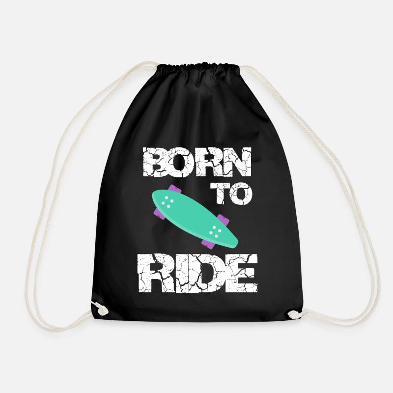 born to ride born to ride skateboard skateboard - Drawstring Bag - black