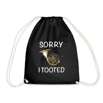 Funny French Horn Musical Instrument - Drawstring Bag - black - Front