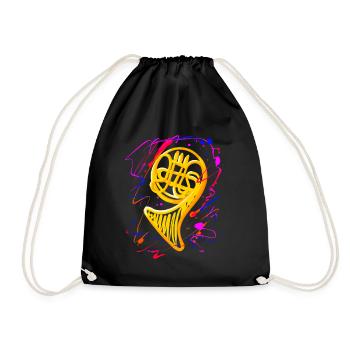 Funny French Horn Musical Instrument - Drawstring Bag - black - Front