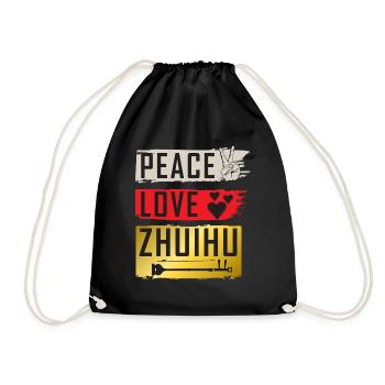 Peace Love Zhuihu Musical Instrument - Turnbeutel - Schwarz - Vorne