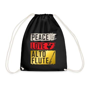 Peace Love Alto Flute Musical Instrument - Drawstring Bag - black - Front