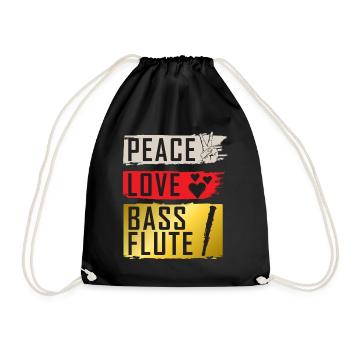 Peace Love Bass Flute Musical Instrument - Drawstring Bag - black - Front
