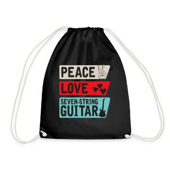 Peace Love Seven-String Guitar Music - Turnbeutel - Schwarz - Vorne