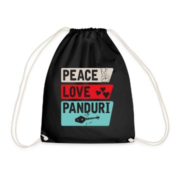 Peace Love Panduri Musical Instrument - Turnbeutel - Schwarz - Vorne
