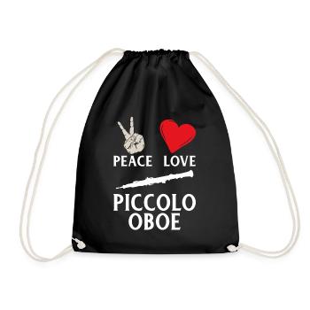 Peace Love Piccolo Instrument de musique hautbois - Sac de sport léger - noir - Devant