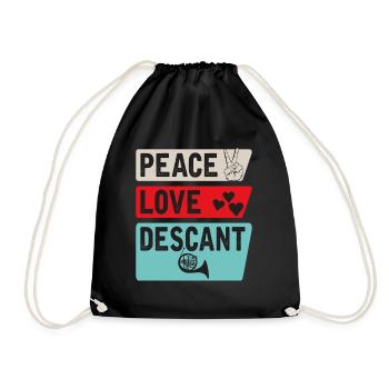 Peace Love Descant Musical Instrument - Turnbeutel - Schwarz - Vorne