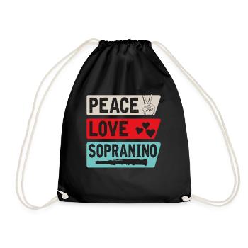 Peace Love Sopranino Musical Instrument - Turnbeutel - Schwarz - Vorne