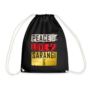 Peace Love Sarangi Musical Instrument - Turnbeutel - Schwarz - Vorne