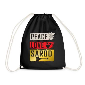 Peace Love Sarod Musical Instrument - Turnbeutel - Schwarz - Vorne