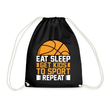 Eat Sleep Get Kids To Sport Repeat I Basketballer - Drawstring Bag - black - Front