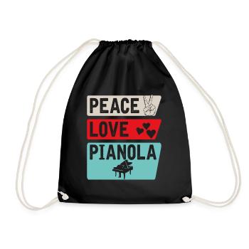 Peace Love Pianola Musical Instrument - Turnbeutel - Schwarz - Vorne