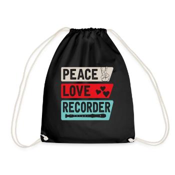 Peace Love Recorder Musical Instrument - Turnbeutel - Schwarz - Vorne
