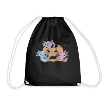 Cute 3 Axolotl Playing Halloween Pumpkin - Turnbeutel - Schwarz - Vorne