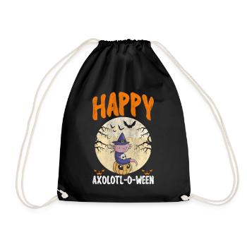 Halloween Axolotl Scary Pumpkins & Skull - Drawstring Bag - black - Front