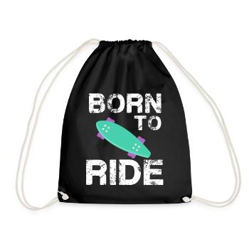 born to ride skateboard skate rider - Drawstring Bag - black - Front