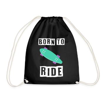 born to ride skateboard skate rider - Drawstring Bag - black - Front