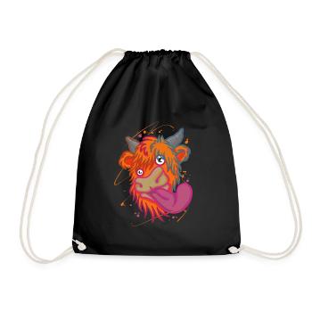Scottish Highland Cow Cattle Cow Whisperer Farming - Drawstring Bag - black - Front