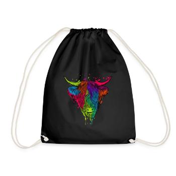 Scottish Highland Cow Cattle Cow Whisperer Farming - Drawstring Bag - black - Front