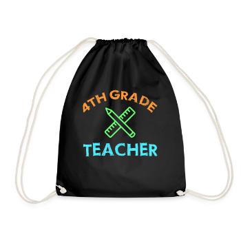 4th Grade Teacher Educator Job Education School - Drawstring Bag - black - Front