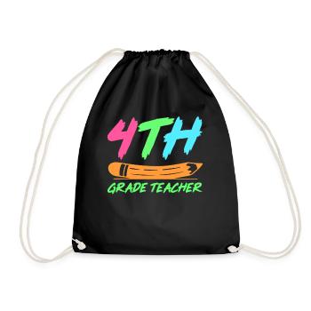 4th Grade Teacher Educator Job Education School - Drawstring Bag - black - Front