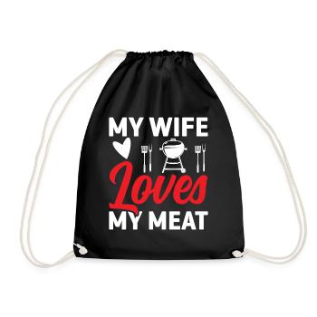 Meine Frau Liebt Mein Fleisch - Grillen - Turnbeutel - Schwarz - Vorne