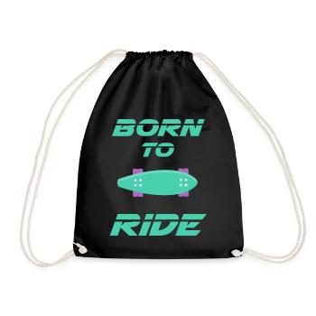 né pour rouler born to ride skateboard skate - Sac de sport léger - noir - Devant