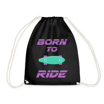 né pour rouler born to ride skateboard skate - Sac de sport léger - noir - Devant