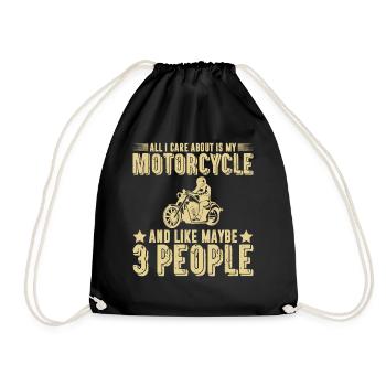 I of My motorcycle And 3 people - Drawstring Bag - black - Front