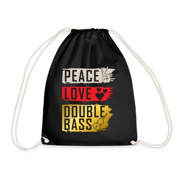 Peace Love Double Bass Music Bass Player - Turnbeutel - Schwarz - Vorne