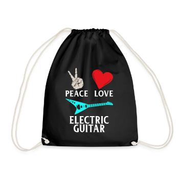 Peace Love Electric Guitar Guitarists - Drawstring Bag - black - Front
