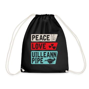 Peace Love Uilleann Pipe Instrument - Sac de sport léger - noir - Devant