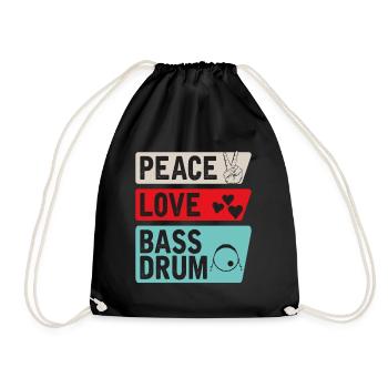 Peace Love Bass Drum Instrument Musique - Sac de sport léger - noir - Devant