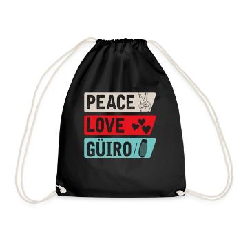 Peace Love Güiro Instrument Güiro Joueur - Sac de sport léger - noir - Devant