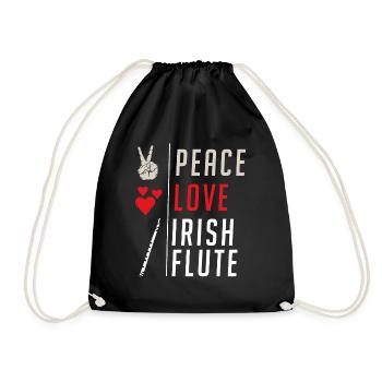 Peace Love Irish Flute Leprechaun Flute - Turnbeutel - Schwarz - Vorne