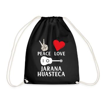 Peace Love Jarana Huasteca Guitar Music - Drawstring Bag - black - Front