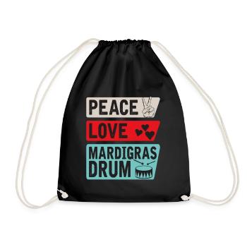 Peace Love Mardigras Instrument de tambour - Sac de sport léger - noir - Devant