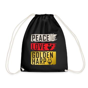 Peace Love Golden Harp Instrument - Turnbeutel - Schwarz - Vorne