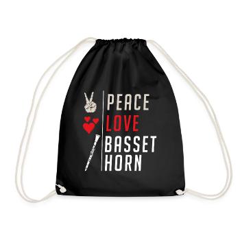 Peace Love Basset Cor Instrument de musique - Sac de sport léger - noir - Devant