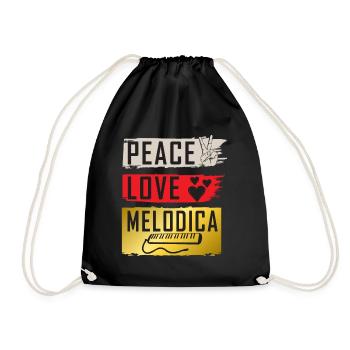 Peace Love Melodica Instrument de musique - Sac de sport léger - noir - Devant