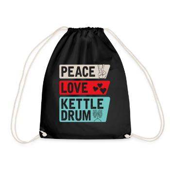 Peace Love Kettle Tambour Instrument de musique - Sac de sport léger - noir - Devant