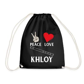 Peace Love Khloy Flute Music Instrument - Turnbeutel - Schwarz - Vorne