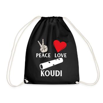 Peace Love Koudi Instrument Koudi Flute - Turnbeutel - Schwarz - Vorne