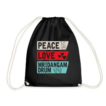 Peace Love Mridangam Instrument de tambour - Sac de sport léger - noir - Devant