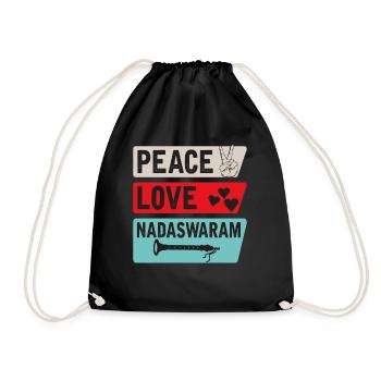 Peace Love Nadaswaram Music Instrument - Turnbeutel - Schwarz - Vorne