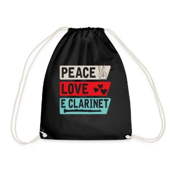 Peace Love E Clarinet Musical Instrument - Turnbeutel - Schwarz - Vorne