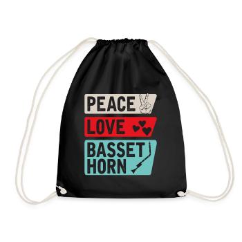Peace Love Basset Horn Instrument de musique - Sac de sport léger - noir - Devant