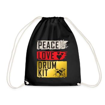Peace Love Drum Kit Instrument Drummers - Turnbeutel - Schwarz - Vorne