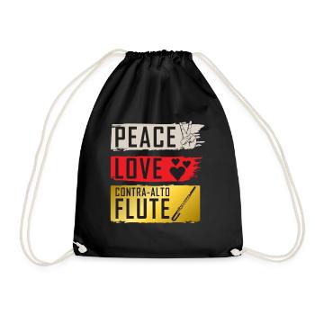 Peace Love Contra-Alto Flute Instrument - Drawstring Bag - black - Front